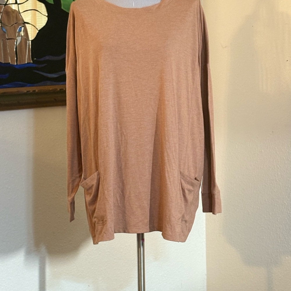 Isaac Mizrahi Women's Long Sleeve Top in Dusty Rust hued Rose